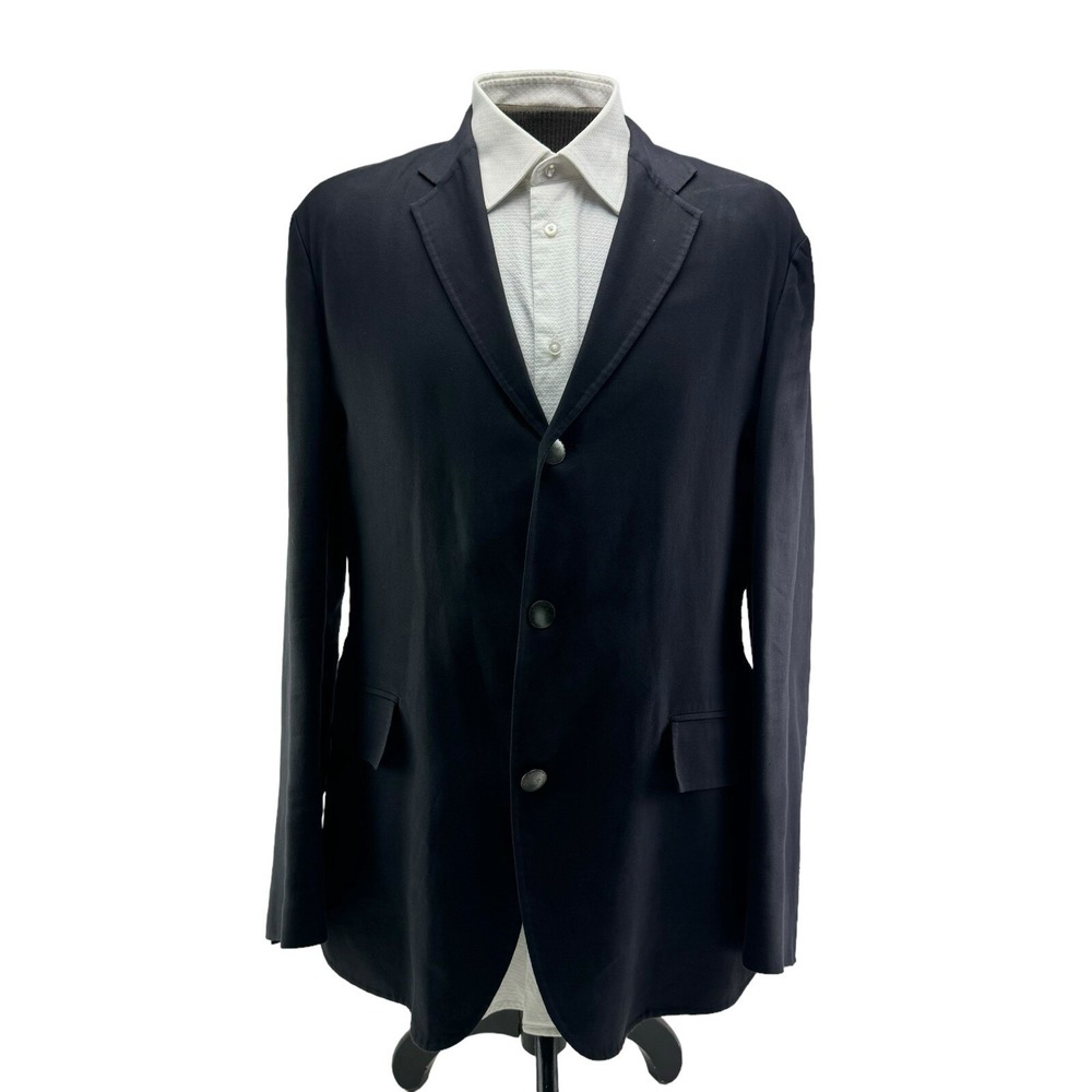 John Varvatos Blue w/ Silver Metal 3 Button 1 Vent Cotton Blazer Mens Size 44R